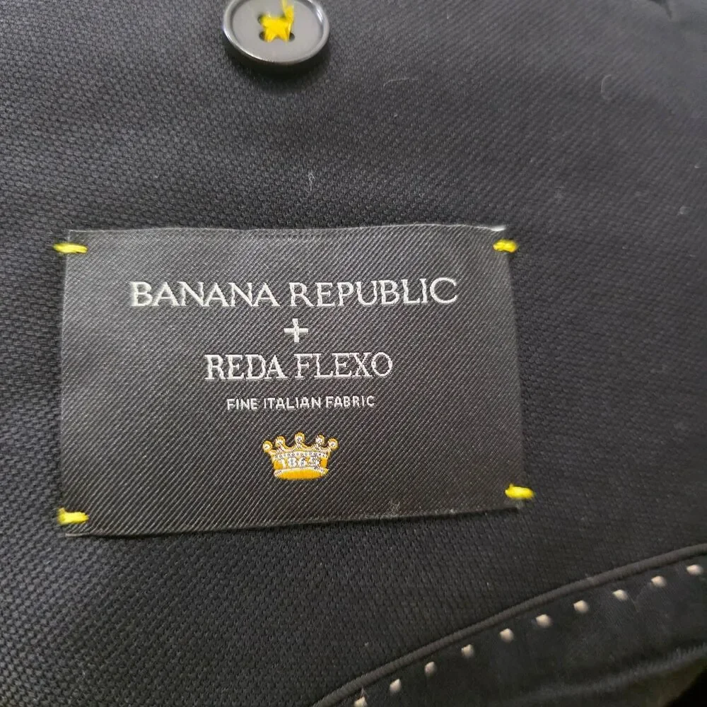 Banana Republic Reda Flexo Wool Blazer Jacket Men 50 Regular Tailored Slim Black